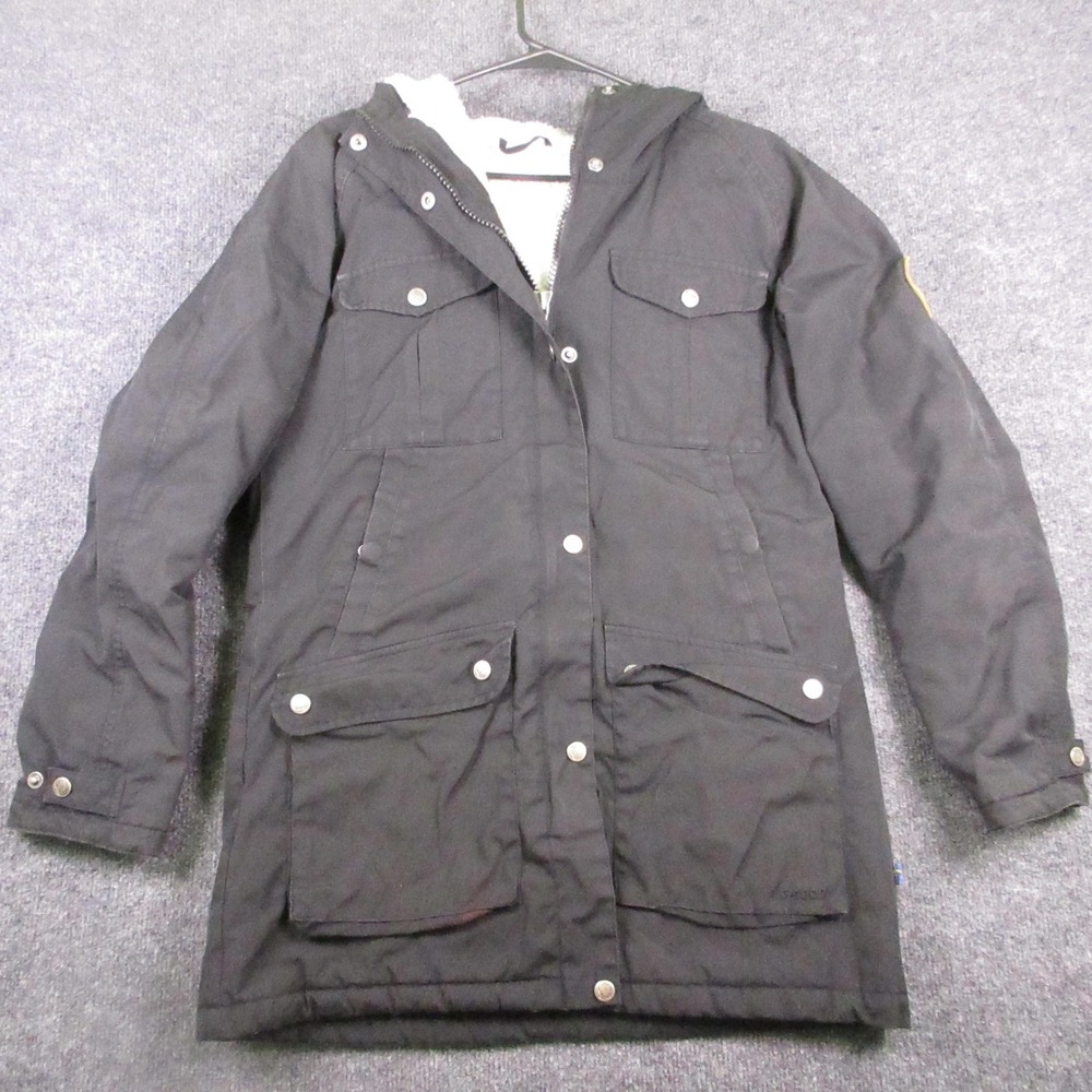 Fjällräven Parka Womens XS Black G-1000 Hooded Fleece Lined Outdoor Winter